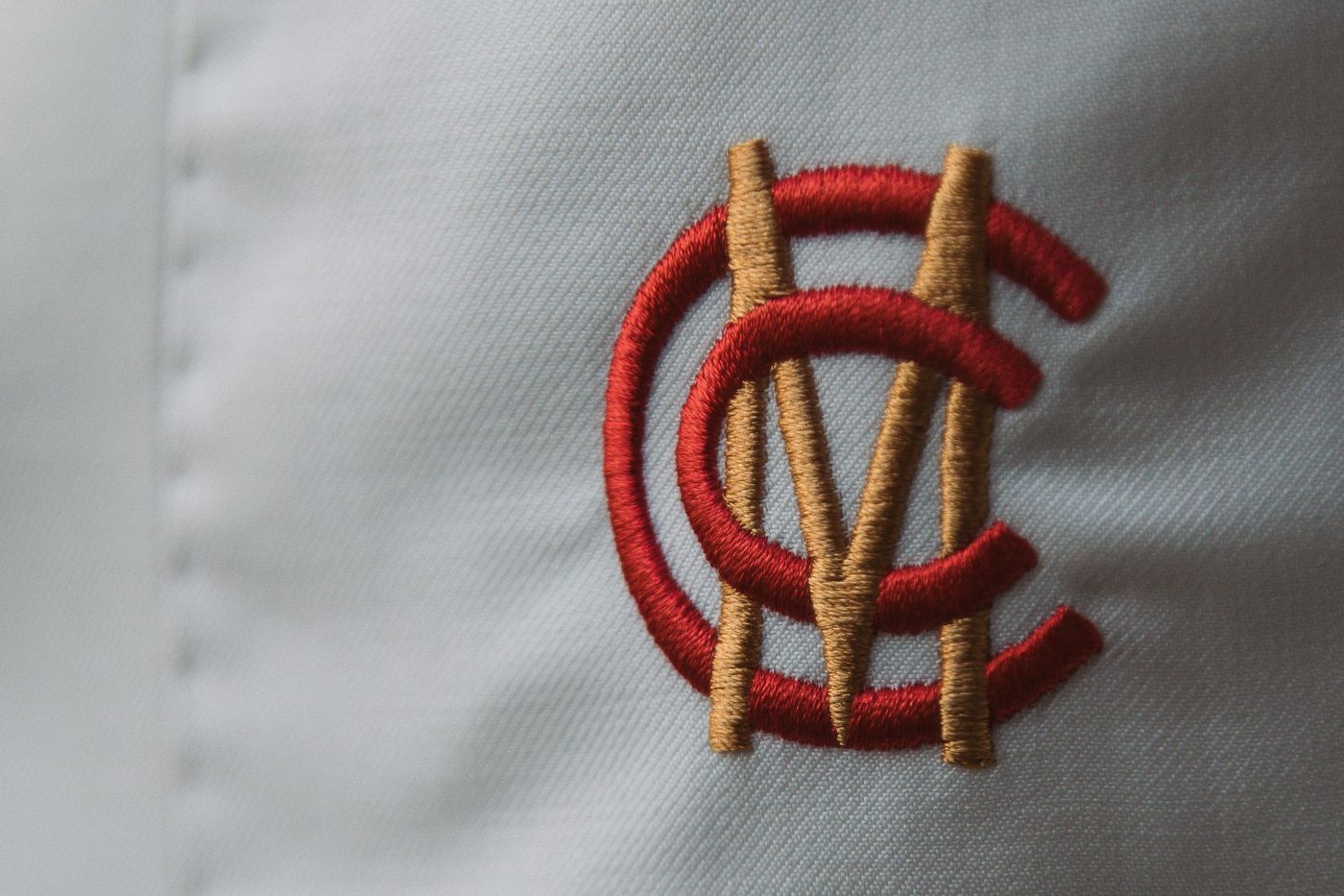 Embroidered cricket club crest