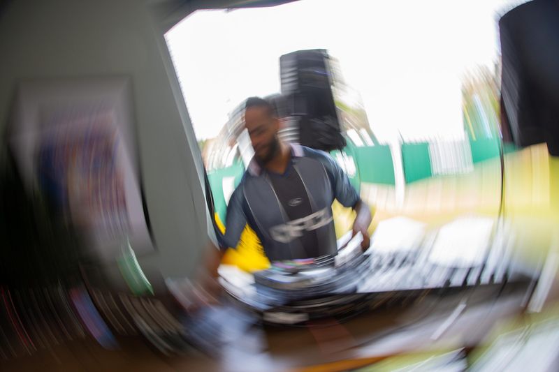 Racing driver in motion blur